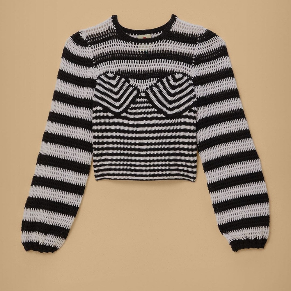 FARM Rio Black and White Knit Sweater